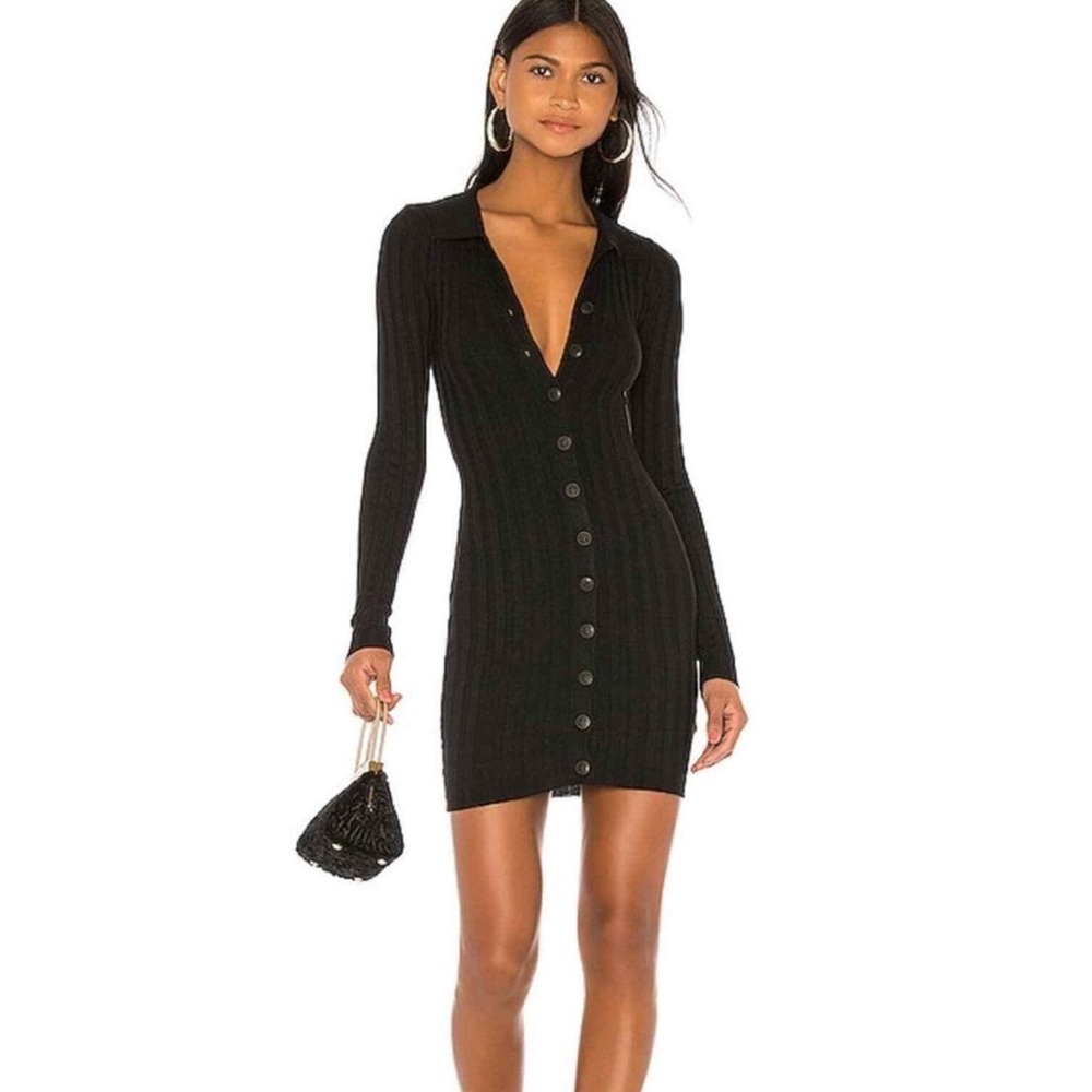 Lovers + Friends Jordane Black Button Front Dress NEW Small